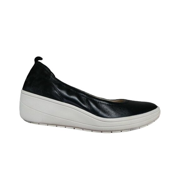Vionic Jacey‎ Womens Wedge Size 6 Orthotic Black Leather Cushioned Comfort Shoes - Picture 1 of 14